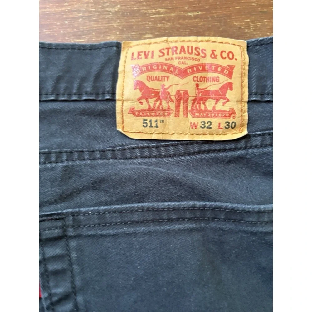 Levis 511 Jeans Slim Fit Medium Wash Stretch Pants Mens 32x30 Black